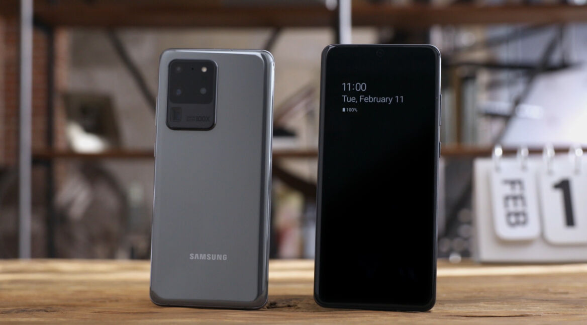 Das Samsung Galaxy S20 Ultra von vorne und hinten