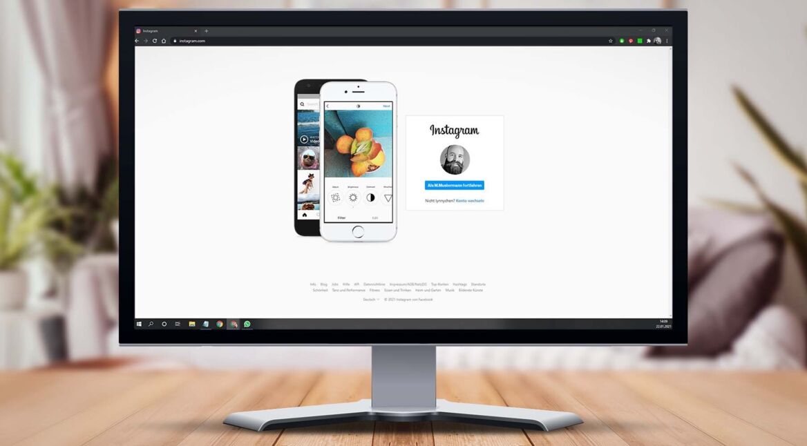 Screenshot von Instagram im PC-Browser
