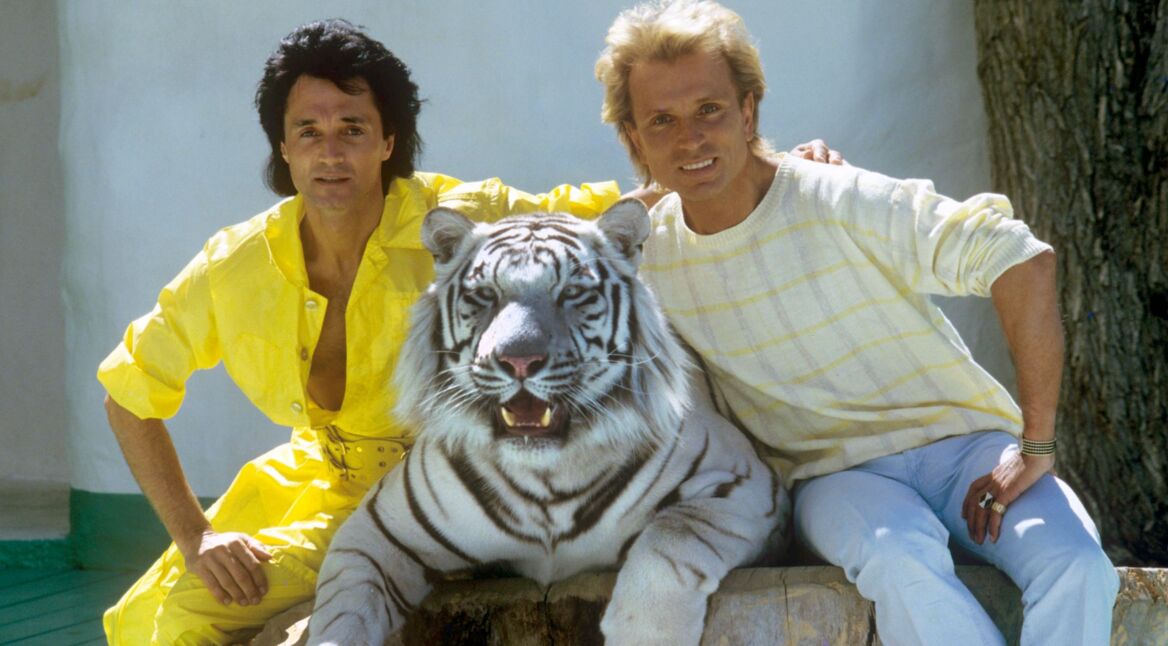 Roy und Siegfried mit weißem Tiger 1986