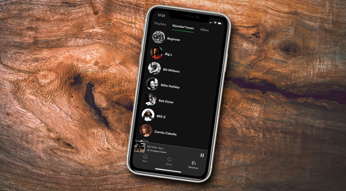 Die Spotify-Bibliothek auf dem iPhone