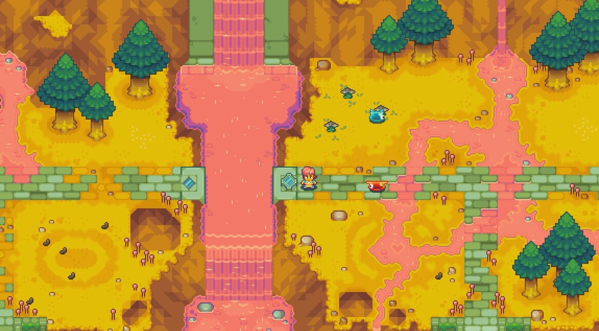 Screenshot aus dem Spiel "Alchemic Cutie" in Retro-Optik.