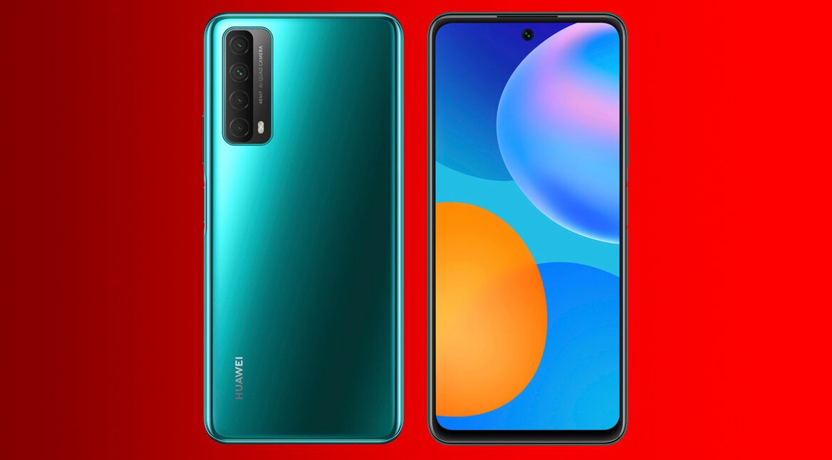 Das Huawei P smart 2021 in Grün frontal und rückseitig.