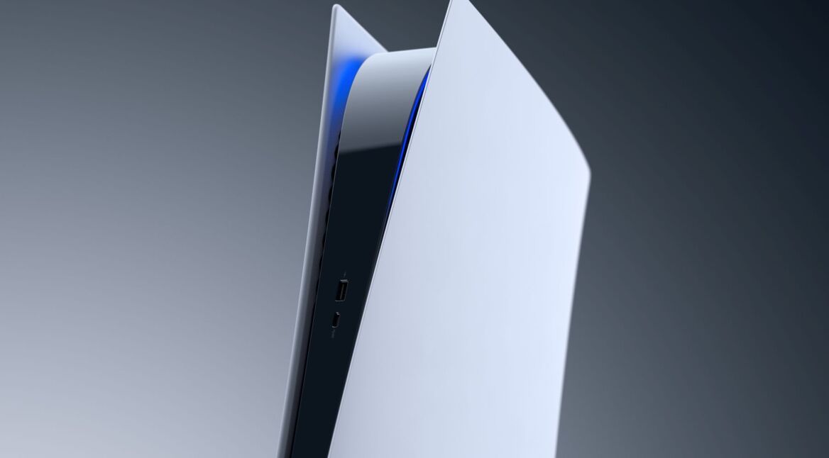 Schwebende PS5-Konsole.