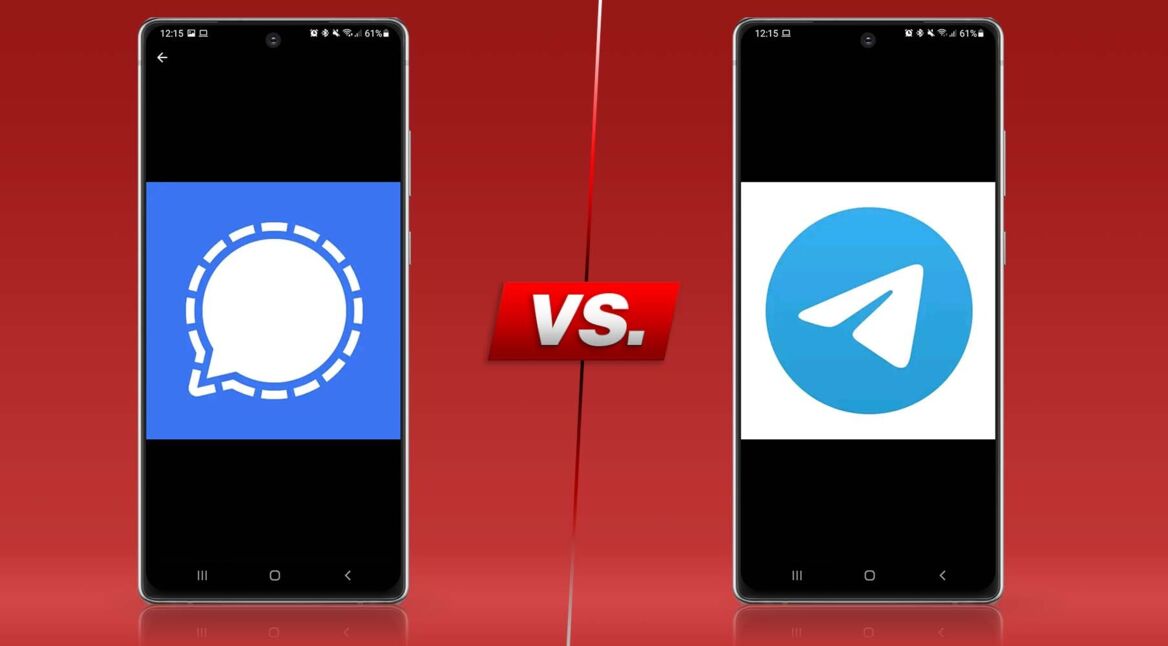 Signal vs. Telegram-Symbolbild