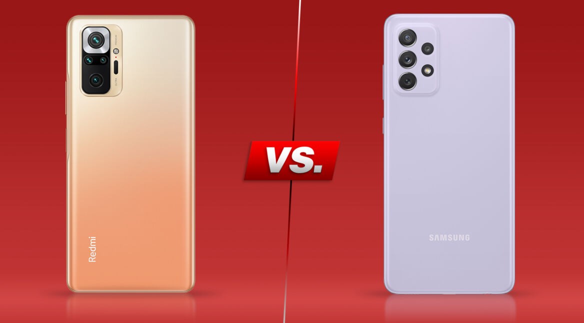 Redmi Note 10 Pro und Galaxy A72 von hinten nebeneinander
