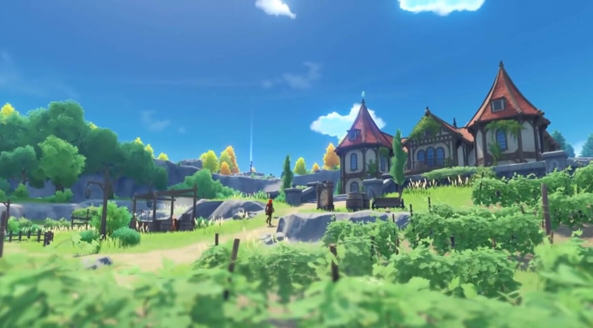 Ein Charakter läuft in Genshin Impact einen Hang hoch