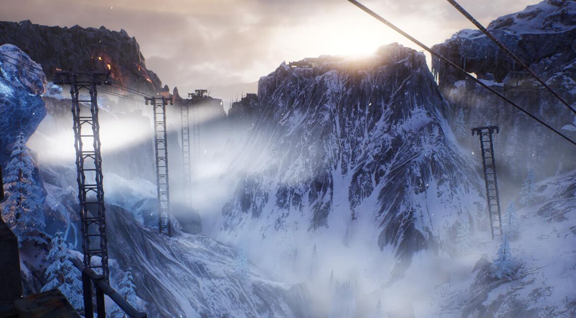 Die Eislandschaft in Eagle Peaks in Outriders