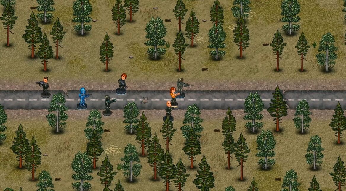 Eine Straße im Wald in CryoFall