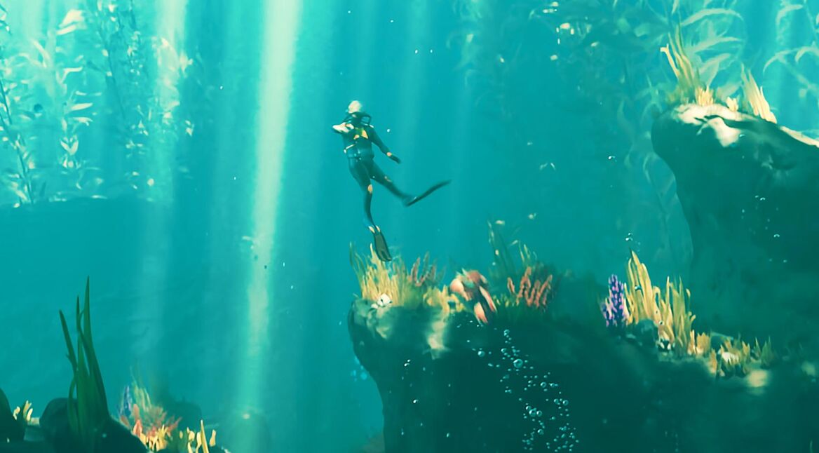 Der Spieler wird in Subnautica: Below Zero von einem Kracherfisch attackiert