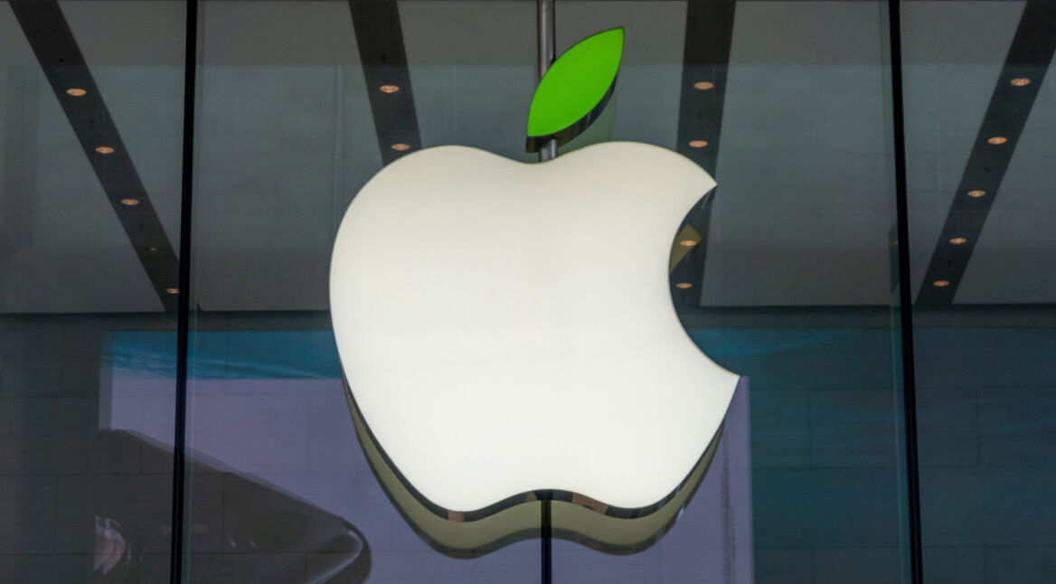 Apple-Logo mit grünem Blatt
