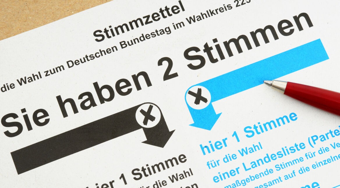 Ein Stimmzettel zur deutschen Bundestagswahl.