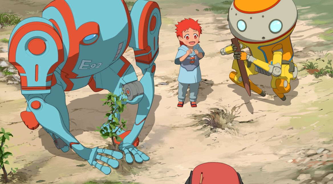 Eden Header Roboter und Menschen auf einer leblosen Erde