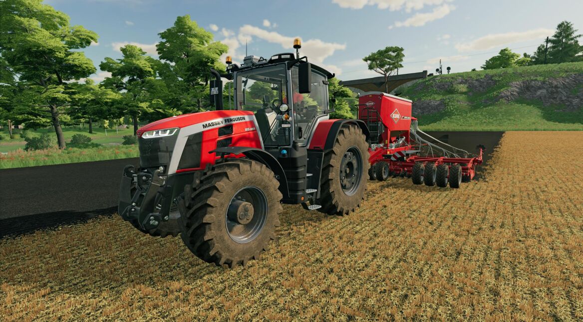 Ein Traktor auf einem Feld im Spiel landwirtschafts-Simulator 22