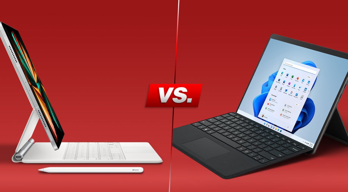 Links das iPad Pro 2021, rechts das Surface Pro 8