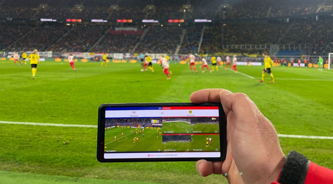 Sky Multiview App beim Fußballspiel