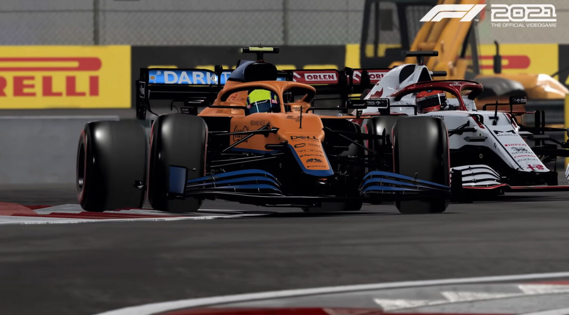 Formel-1-Wagen auf der Rennstrecke in F1 2021
