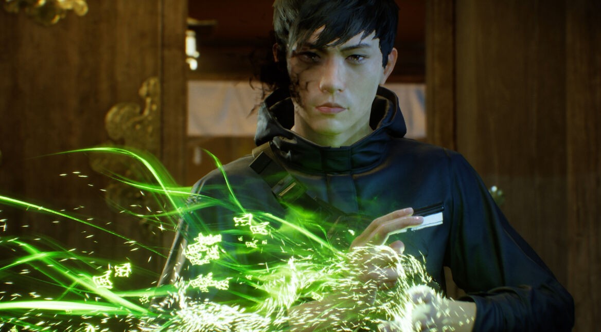 Der Protagonist des Spiels Ghostwire: Tokyo