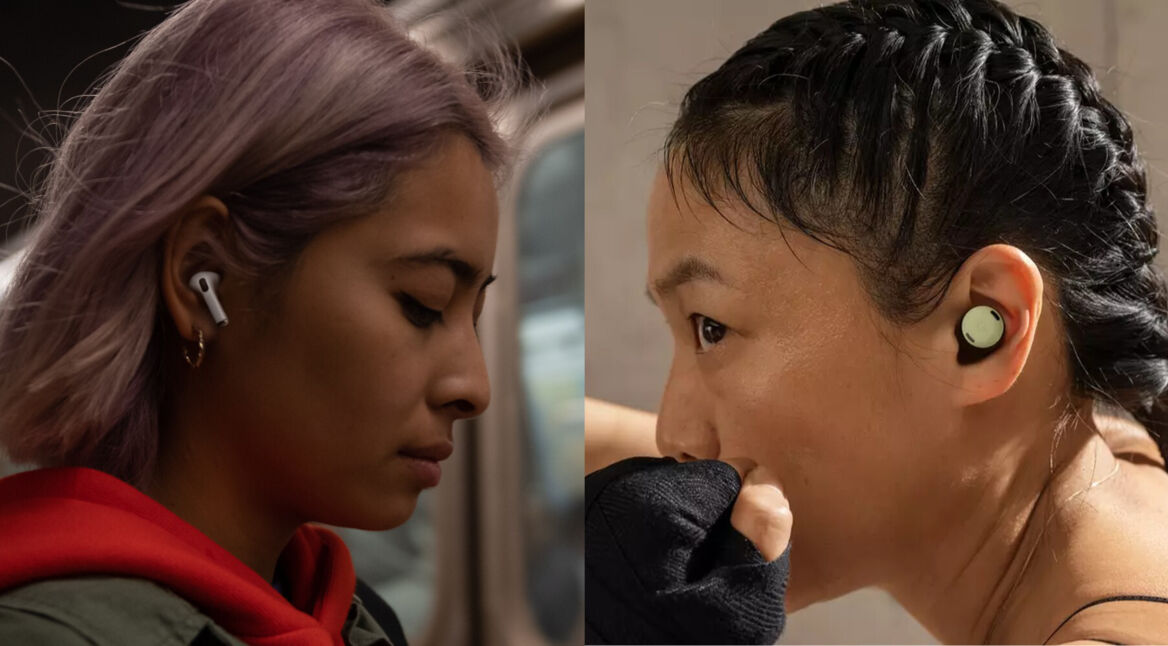 Frauen tragen die AirPods Pro und Pixel Buds Pro.