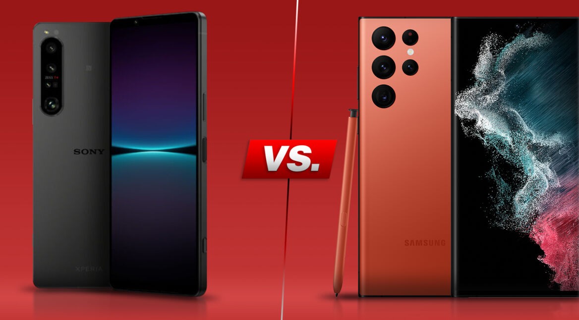 Das Sony Xperia 1 IV und das Samsung Galaxy S22 Ultra gegenübergestellt