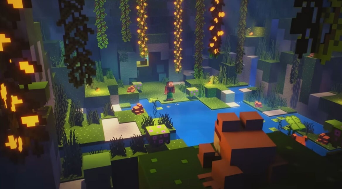 Frösche in einer Höhle in Minecraft