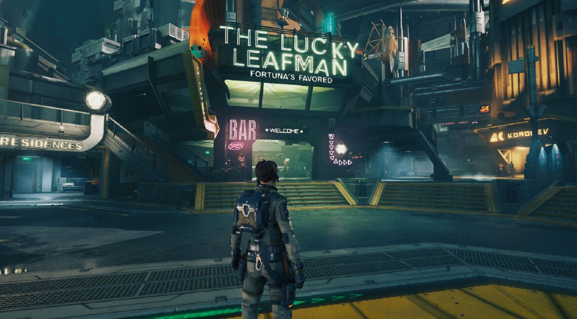 Die Bar „The Lucky Leafman“ in The Cycle: Frontier