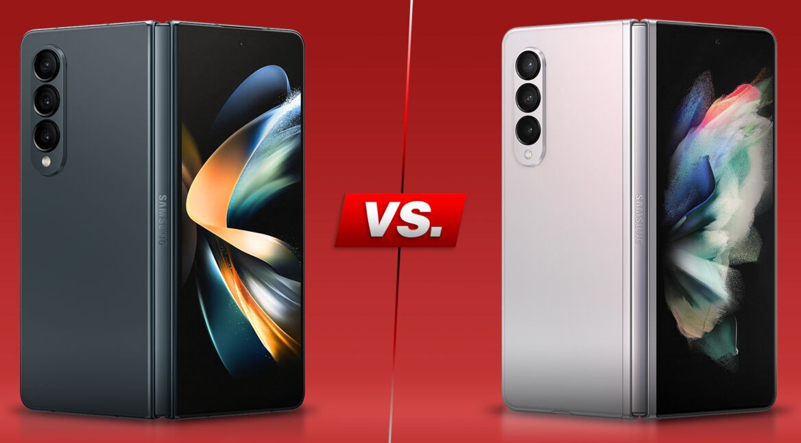 Das Galaxy Z Fold4 und das Galaxy Z Fold3 gegenübergestellt.