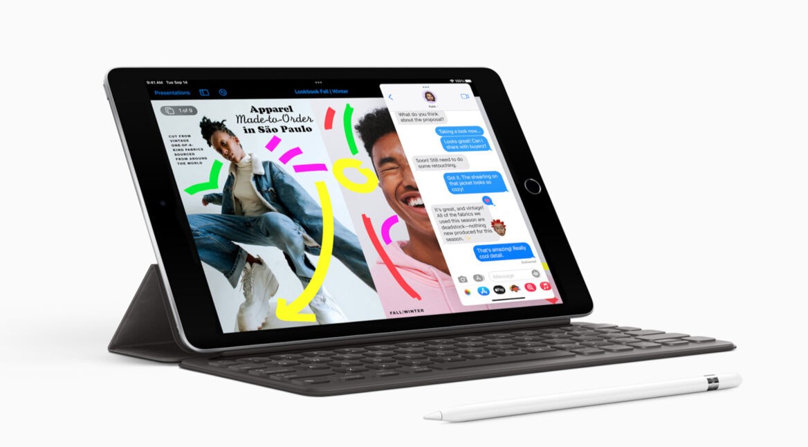 Das Bild zeigt ein iPad 9 mit Zubehör