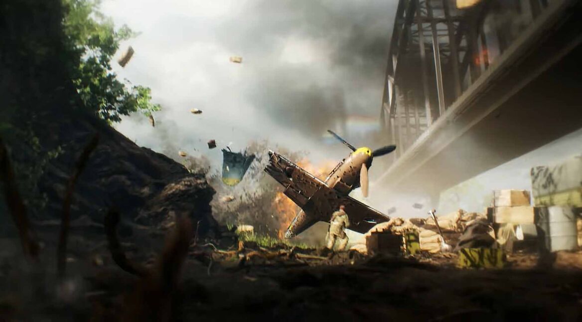 Ein abgestürztes Flugzeug in Battlefield 5