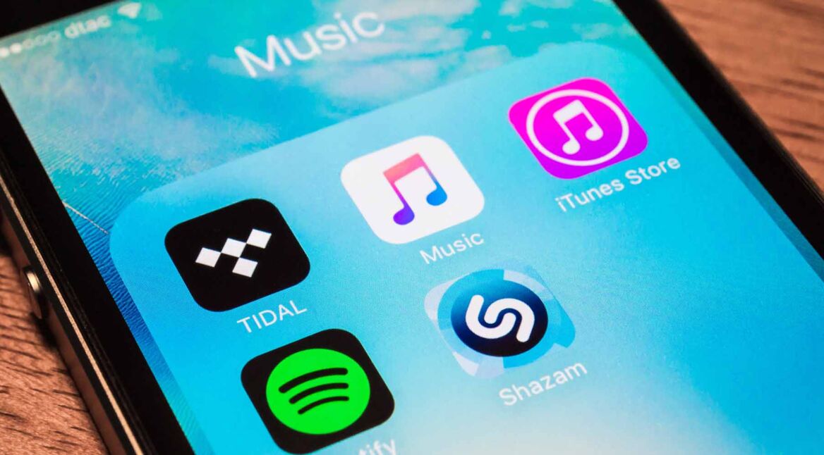 Ein Ordner auf einem Android-Smartphone mit verschiedenen Apps zum Musik Streamen