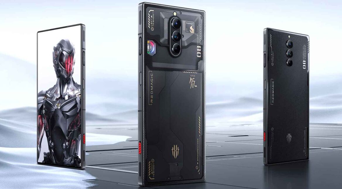 Die Vorder- und Rückseite des Red Magic 8 Pro (Plus) in der Standard- und RGB-Version