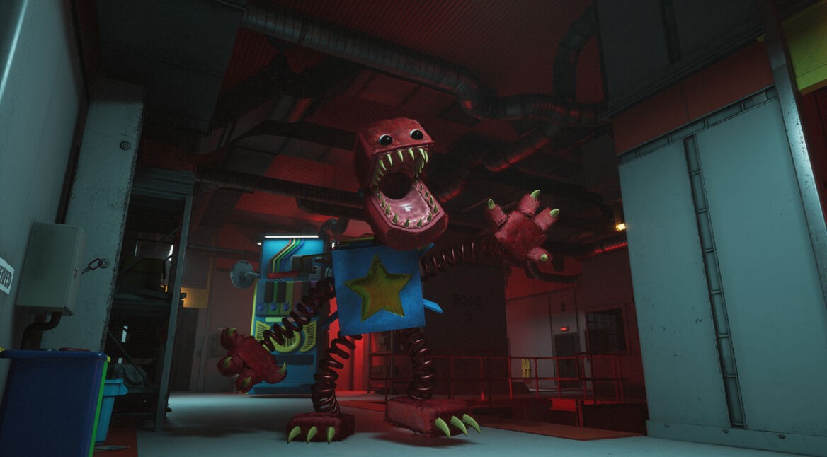 Monster Boxy Boo aus Project Playtime knurrt in die Kamera