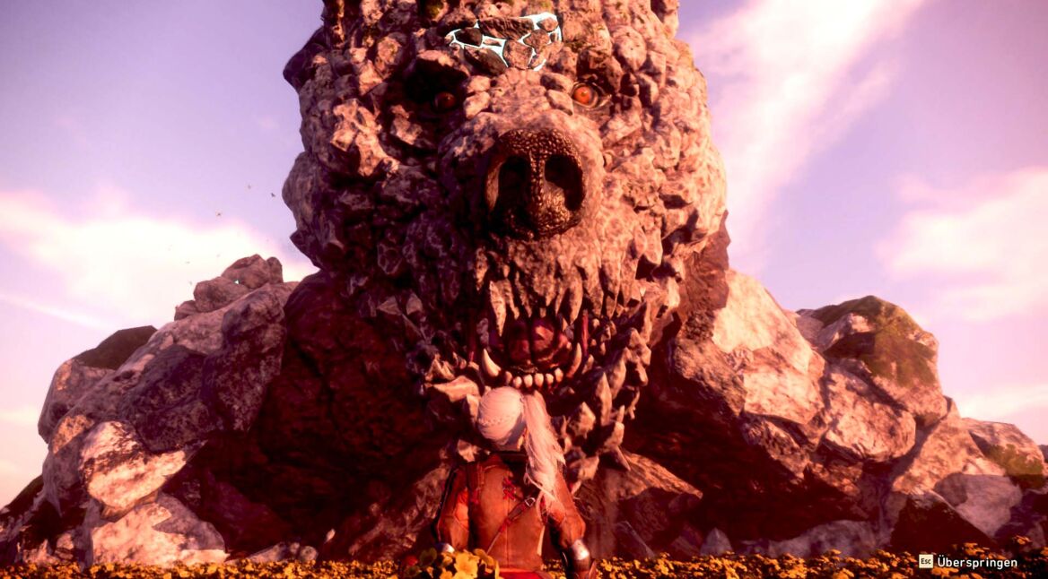 Eine Spielerin steht vor dem Kemono Erdspalter in Wild Hearts