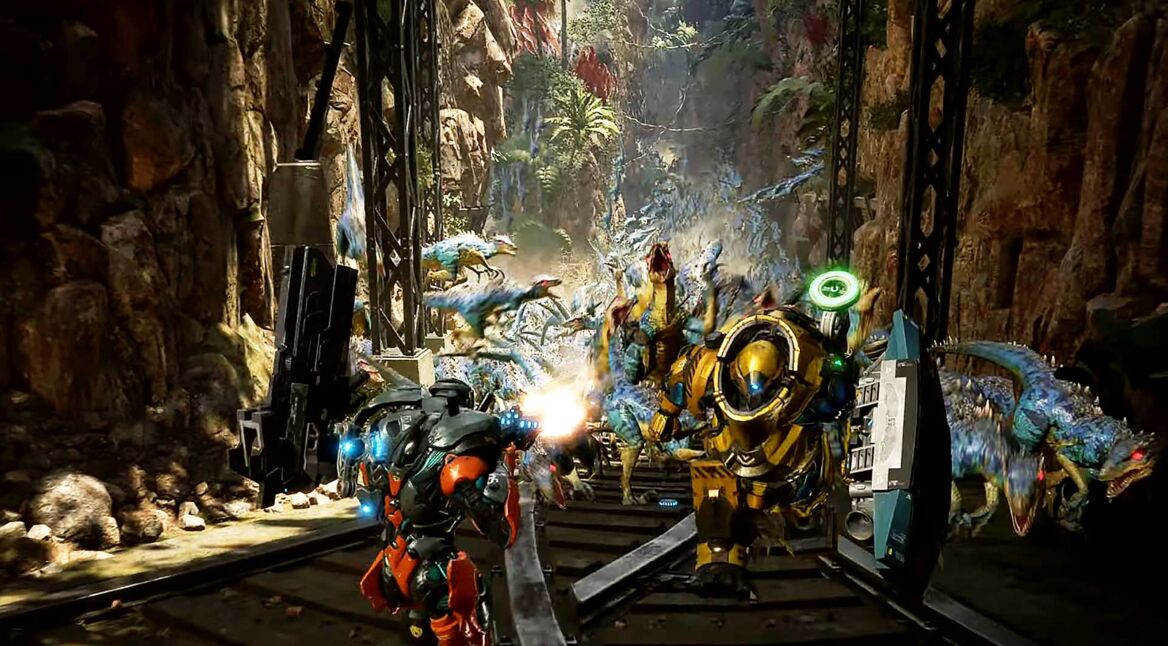 Ein Team bestehend aus mehreren Spielenden im Spiel Exoprimal