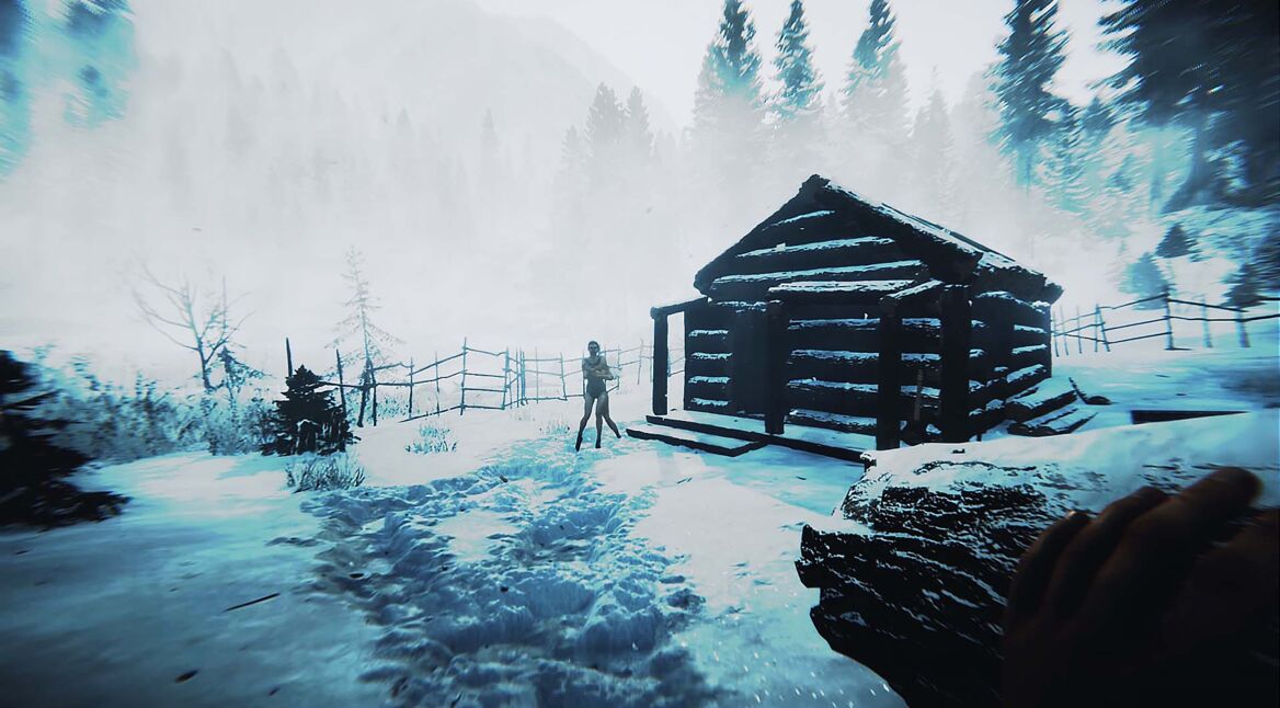 Eine gebaute Holzhütte in Sons of the Forest