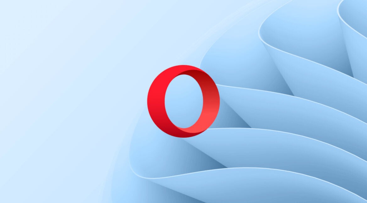 Das Opera-Logo vor einem hellblauen Hintergrund