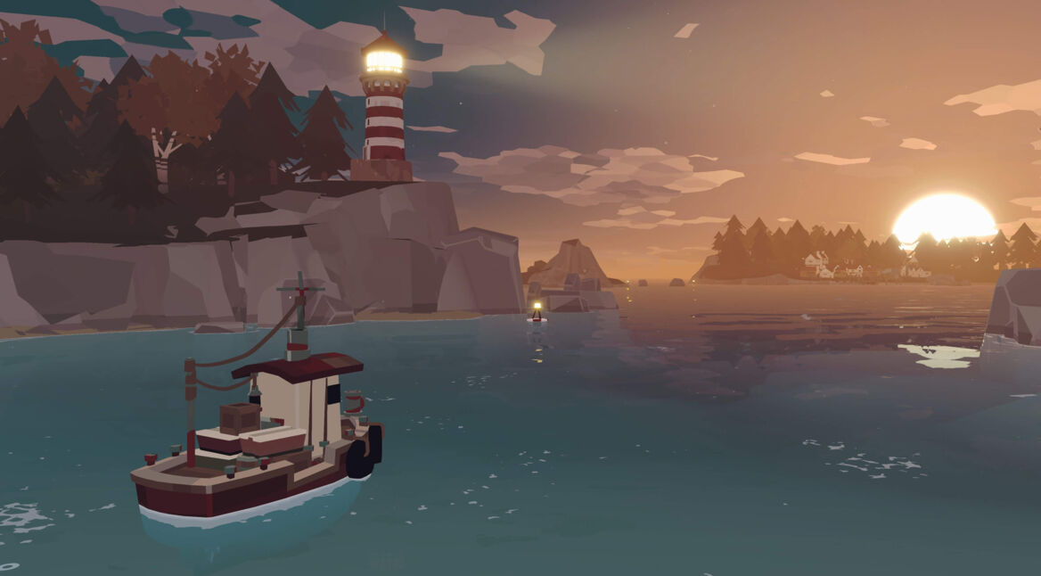 Schiff fährt zum Fischfang aus im Adventure-Game DREDGE