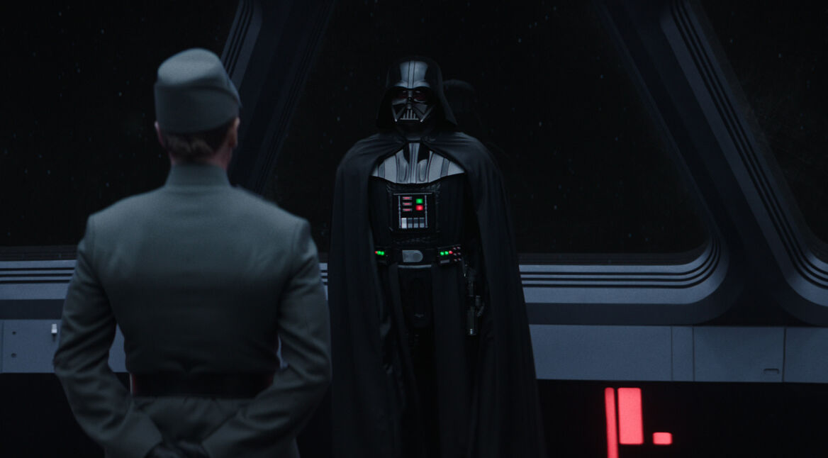 Darth Vader steht einem untergebenden gegenüber