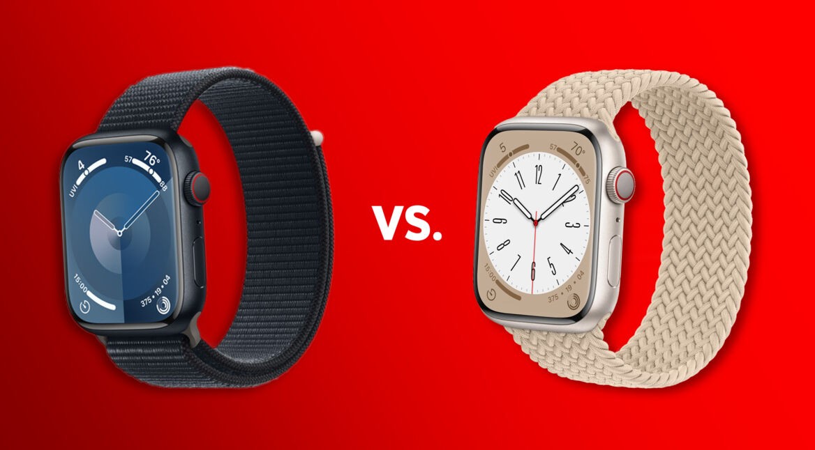 Apple Watch 9 und 8 in verschiedenen Farben