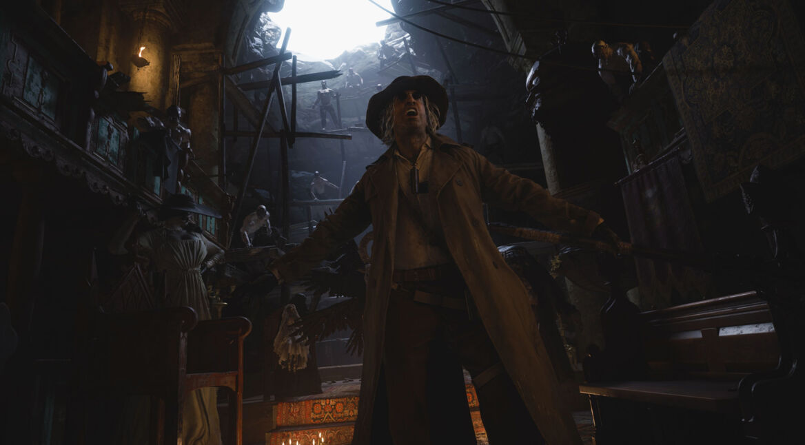 Eine gruselige Kreatur im Spiel Resident Evil Village