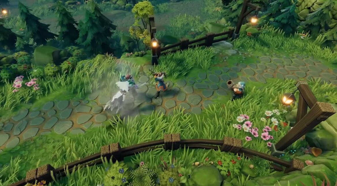 Ein Kampf im Grasland in Dungeons 4