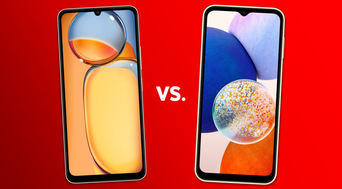 Das Redmi 13C links und das Galaxy A14 5G rechts im direkten Vergleich