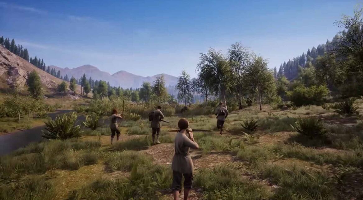 Einige Spieler:innen jagen gemeinsam in der Wildnis von Owbow in Medieval Dynasty