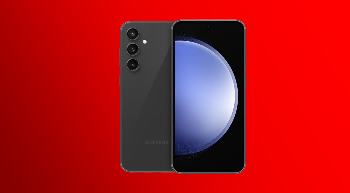 Das neue Samsung Galaxy S23 FE von vorn und hinten in der Farbe Graphite