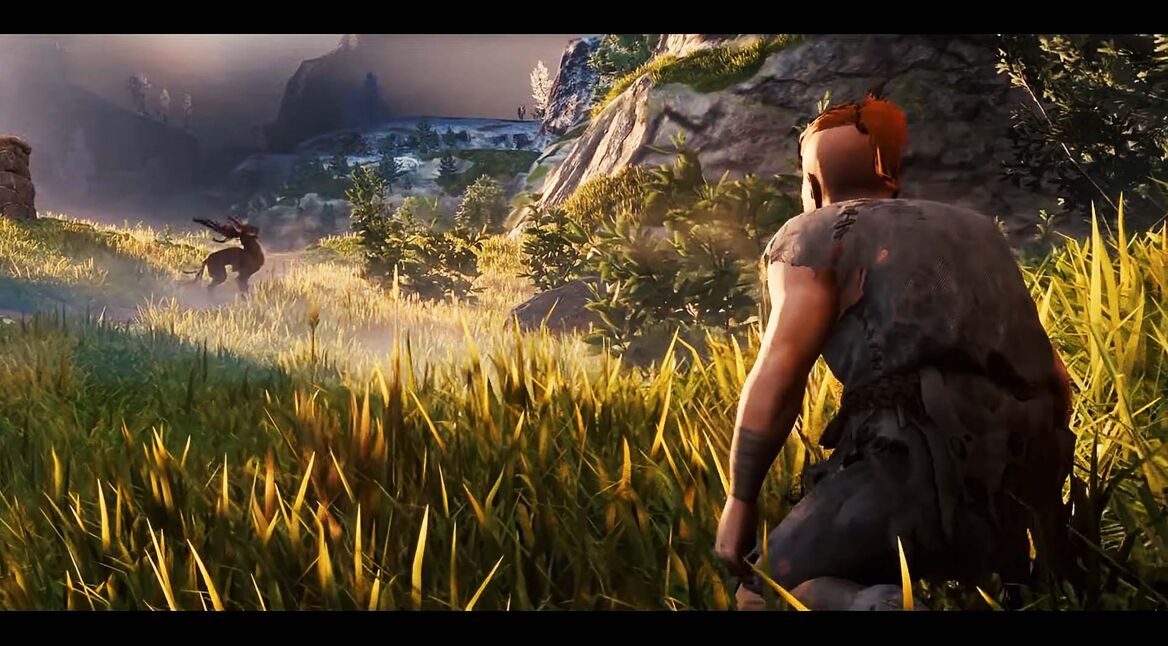 Ein:e Spieler:in jagt in „Enshrouded“