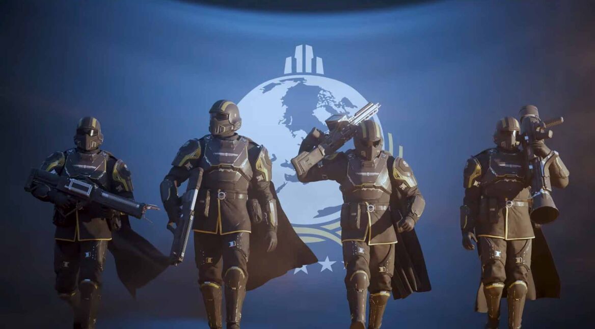 Eine Gruppe aus vier Personen in Helldivers 2