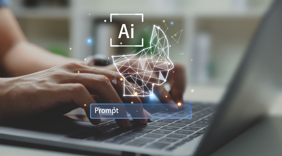 person gibt prompt für ki ein