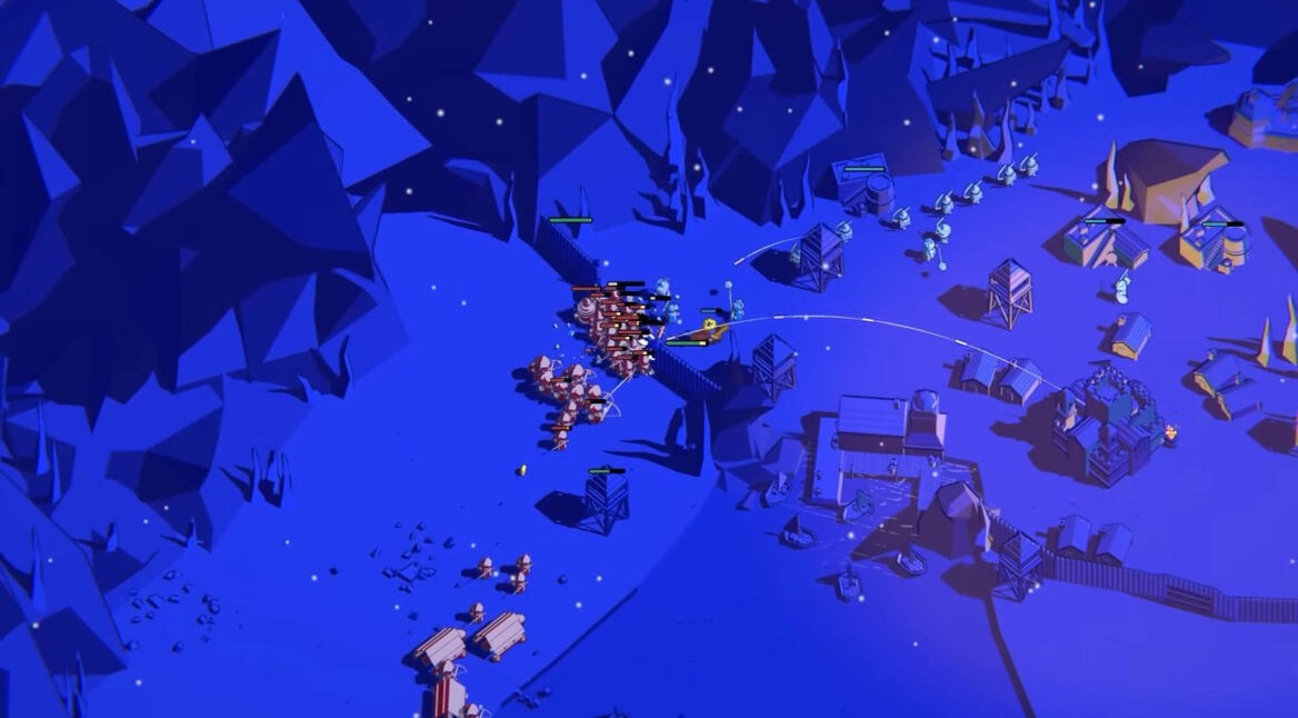 Ein Kampf auf der Karte „Frostsee“ im Spiel Thronefall