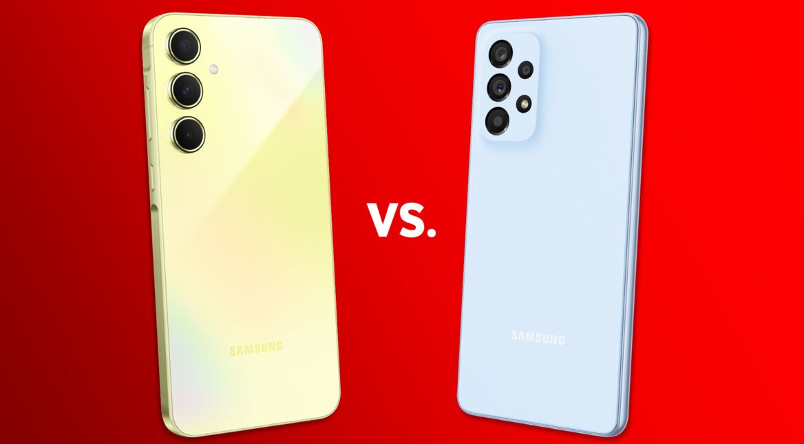 Die Rückseiten des Galaxy A55 5G und Galaxy A53 5G gegenübergestellt
