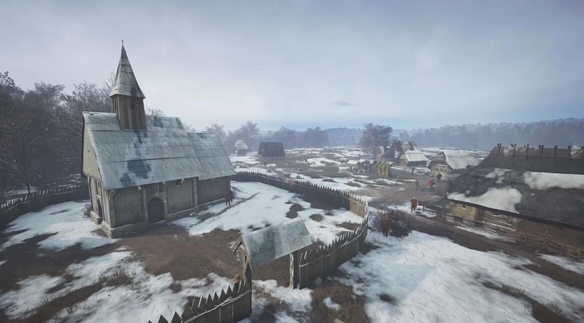 Ein verschneites Dorf in Manor Lords