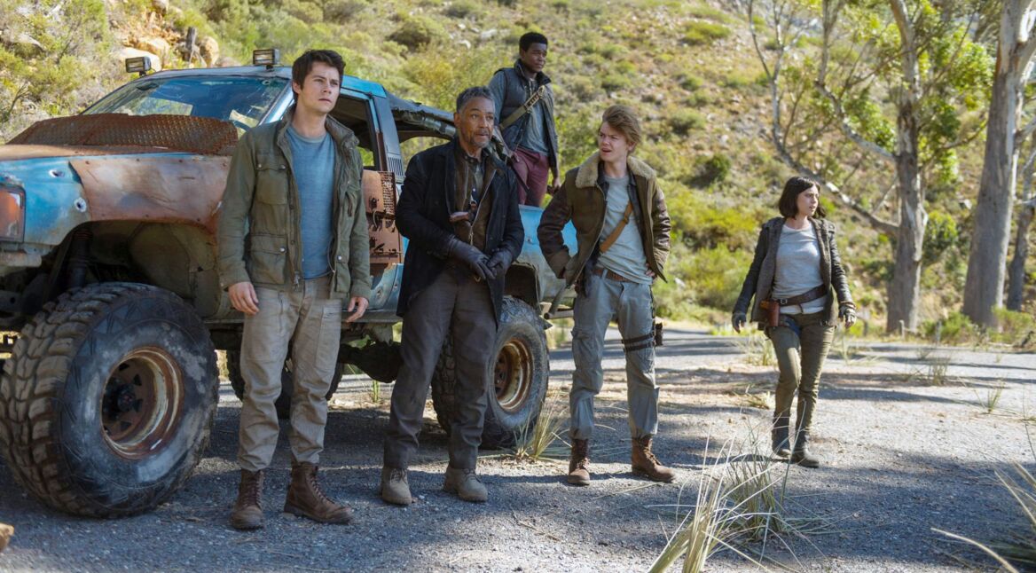 Dylan O'Brien, Giancarlo Esposito, Dexter Darden, Thomas Brodie-Sangster und Rosa Salazar in "Maze Runner – Die Auserwählten in der Todeszone"